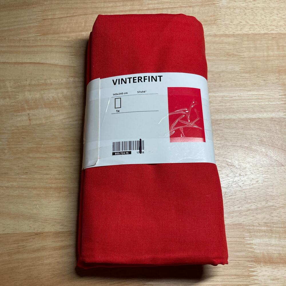 IKEA Vinterfint Solid Red Rectangle Tablecloth 100% cotton 57x94 inches